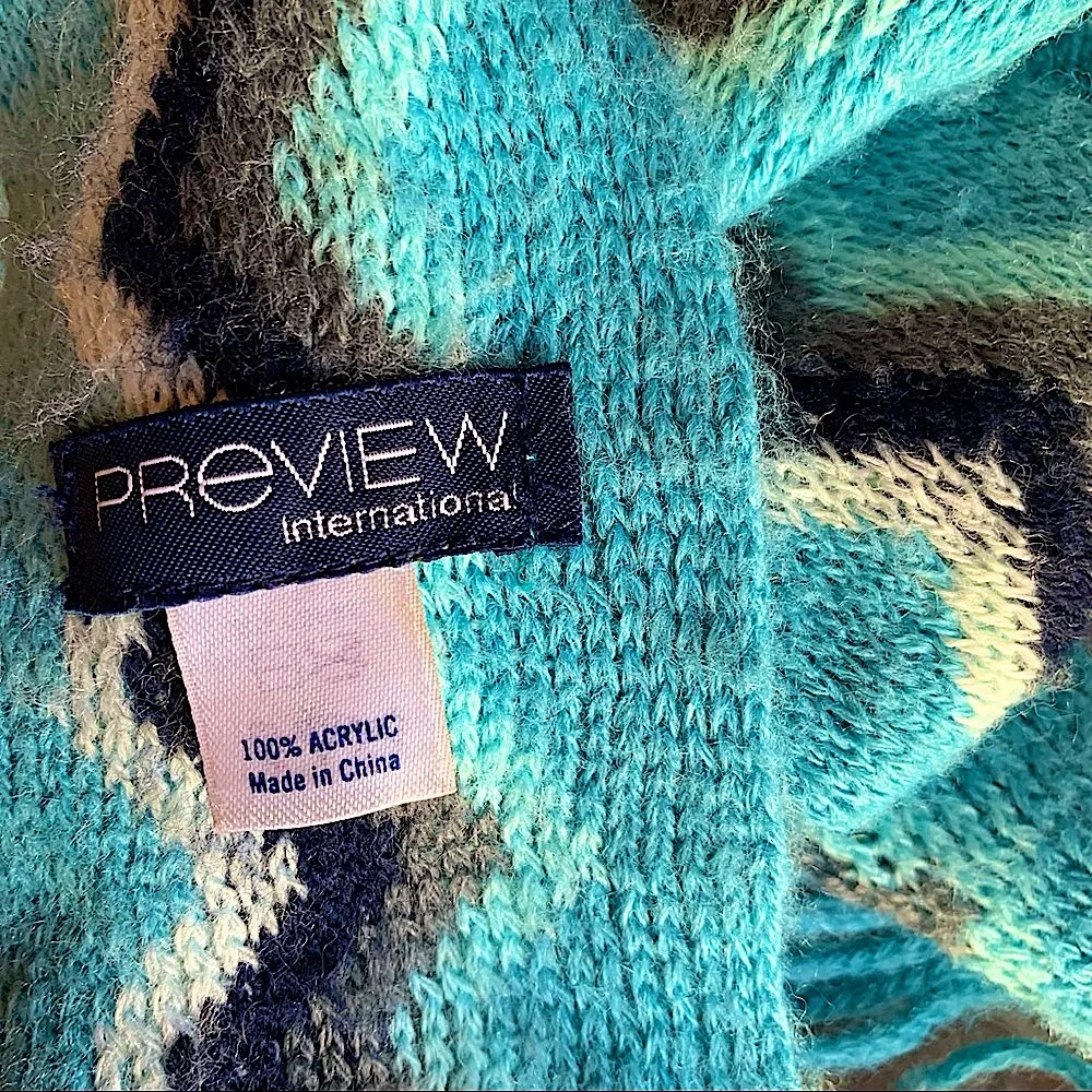 GAP blue stripe scarf & Preview green and black zig zag pattern extra long
